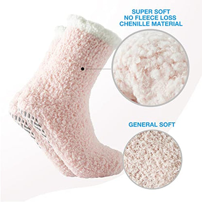Bulinlulu Fuzzy Socks with Grips Plush Sleep Cozy Winter Soft Hospital Fluffy Socks Gifts for Womens Mens Gifts|B09NH1XZ4Y